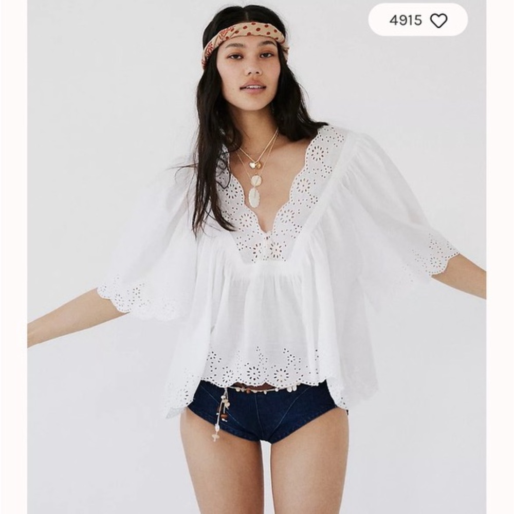 Free People White Eyelet Top